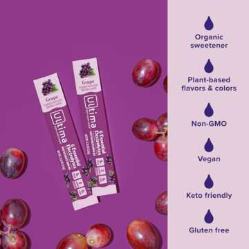 Ultima Replenisher Daily Electrolyte Powder Drink Mix – Grape, 20 Stickpacks – Hydration Packets with 6 Key Electrolytes and Trace Minerals – Keto Friendly, Vegan, Non-GMO and Sugar-Free
