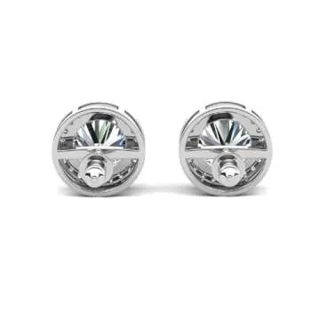 Cate & Chloe Ariel 18k White Gold Plated Halo Stud Earrings For Women, Sterling Silver Stud Earrings with Round Cut Crystals, Cubic Zirconia Earrings, Fashion Earrings