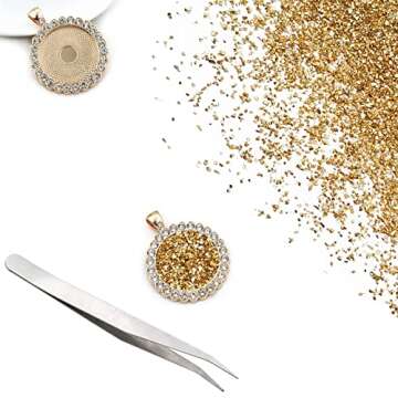 LYFJXX 1 lb Crushed Glass Glitter for Crafts, DIY Nail Art, Vase fillers for Centerpieces Table Scatter, Irregular Chips, Wedding Decoration, Home Decor (Gold)