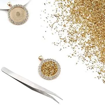 LYFJXX 1 lb Crushed Glass Glitter for Crafts, DIY Nail Art, Vase fillers for Centerpieces Table Scatter, Irregular Chips, Wedding Decoration, Home Decor (Gold)