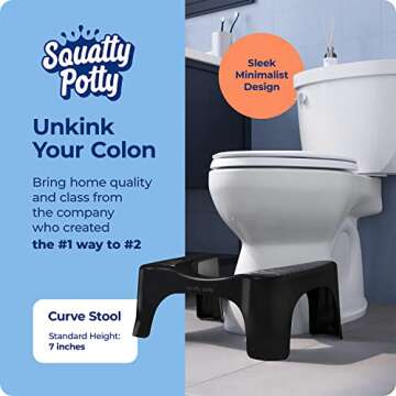 Squatty Potty The Original Bathroom Toilet Stool, Curve Lightweight with Sleek and Modern Design, Bl...