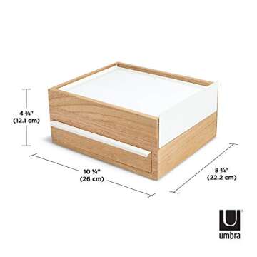 Umbra Stowit Jewelry Box - Modern Keepsake Storage Organizer with Hidden Compartment Drawers for Rin...