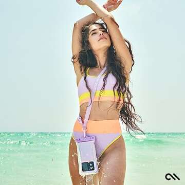 Case-Mate Soap Bubble IP68 Waterproof Phone Pouch - Travel Beach Cruise Ship Essentials - Floating Waterproof Phone Case with Crossbody Lanyard for iPhone 16 Pro Max/15 Pro/14/13/12/S25 - Iridescent