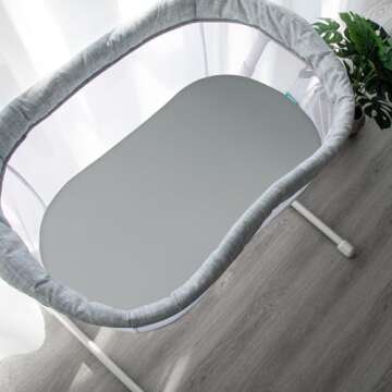 Baby Bassinet Sheets 4 Pack Compatible with 4moms MamaRoo Sleep, Regalo Baby Basics Bassinet and Chicco Close to You 3-in-1 Bedside, Ultra Soft & Skin-Friendly, Washer & Dryer