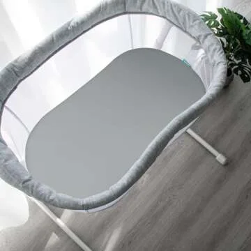 Baby Bassinet Sheets 4 Pack Compatible with 4moms MamaRoo Sleep, Regalo Baby Basics Bassinet and Chicco Close to You 3-in-1 Bedside, Ultra Soft & Skin-Friendly, Washer & Dryer