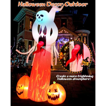 9 FT Inflatable Ghost for Halloween - Spooky Decor