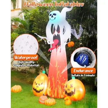 9 FT Inflatable Ghost for Halloween - Spooky Decor