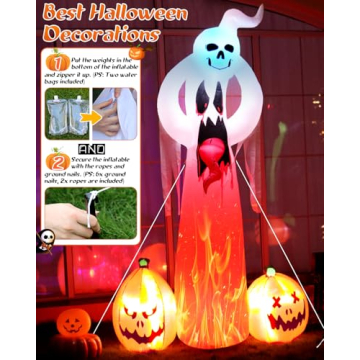 9 FT Inflatable Ghost for Halloween - Spooky Decor