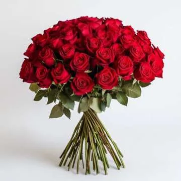 GlobalRose 50 Fresh Cut Red Roses Delivery Gift