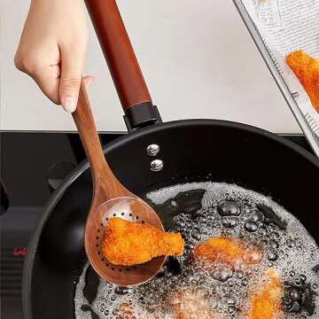 AOOSY Wooden Cooking Spoons Set - Acacia Wood, Ergonomic Grip