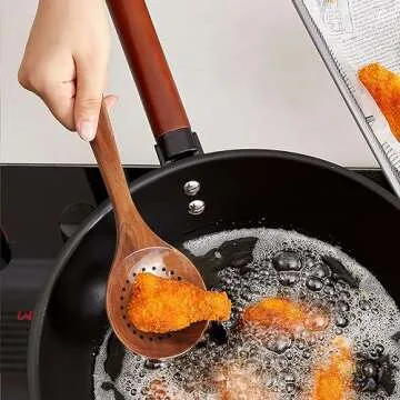 AOOSY Wooden Cooking Spoons Set - Acacia Wood, Ergonomic Grip