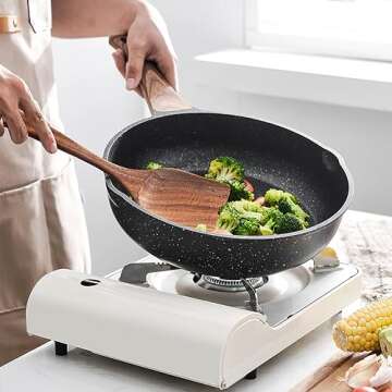 AOOSY Wooden Cooking Spoons Set - Acacia Wood, Ergonomic Grip