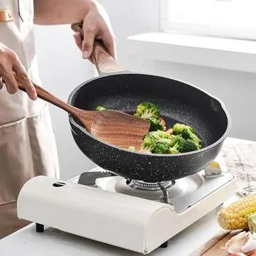 AOOSY Wooden Cooking Spoons Set - Acacia Wood, Ergonomic Grip