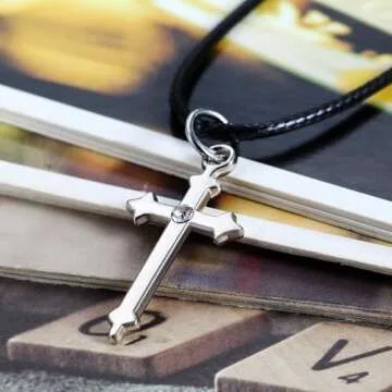 Flongo Gothic Vintage Flannelette Rope Cross Choker Neckband