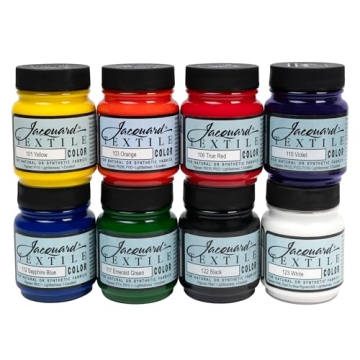 Jacquard Textile 8 Color Primary/Secondary Color Set - Permanent Fabric Paint for Clothes, Furniture...