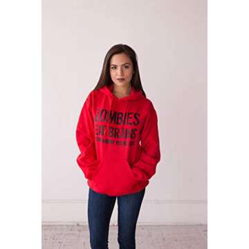 Crazy Dog Unisex Zombies Eat Brains Don't Worry You're Safe Novelty Hoodie Funny Halloween Sweat Shirt Undead Sarcastic Humor Sweater Light Heather Grey S