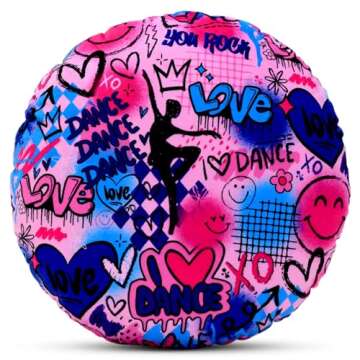 iscream + Corey Paige Designs Love to Dance Smiley Face 13.5" x 13.5" Chenille Accent Fleece Pillow