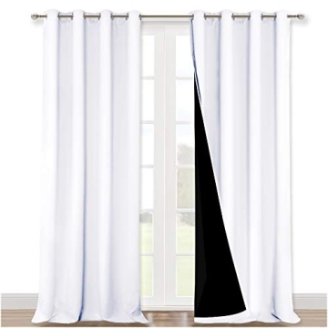 NICETOWN White 100% Blackout Curtains - Super Heavy Duty Lined Drapes for Total Darkness