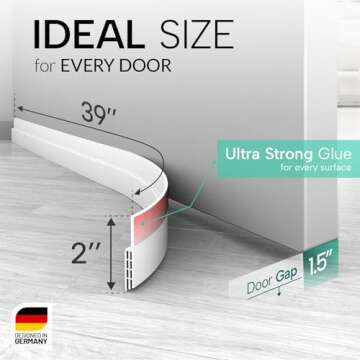 Vellure® Door Draft Stopper for Bottom of Door - Premium Door Sweep for Bottom of Door/Weather Stri...