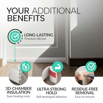 Vellure® Door Draft Stopper for Bottom of Door - Premium Door Sweep for Bottom of Door/Weather Stripping Door Seal (Save Energy – installs Quickly and Easily) Door Strip Ideal for Keeping Out Cold