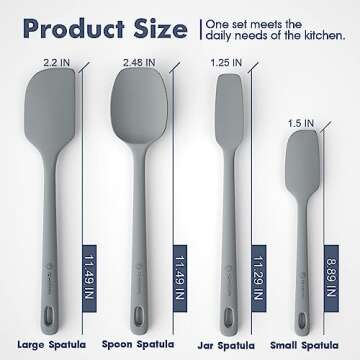 ChefAide 4 Pieces Silicone Spatula Set, Food Grade Rubber Spatula, Upgrade Strong Handle with Ergono...