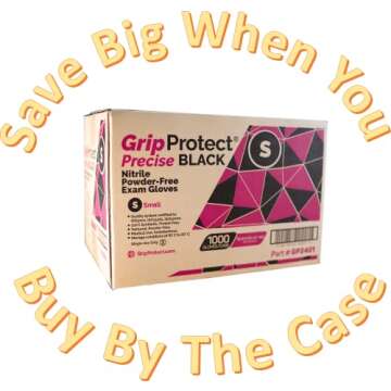 GripProtect® Precise Black Nitrile Exam Gloves | 4 Mil | Chemo-Rated | Food, Home, Hospital, Law En...