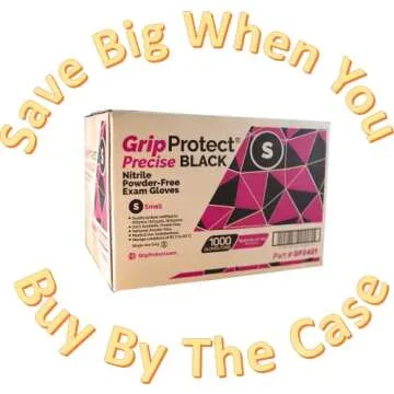 GripProtect® Precise Black Nitrile Exam Gloves | 4 Mil | Chemo-Rated | Food, Home, Hospital, Law En...