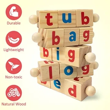 Coogam Educational Wooden Reading Blocks for Kids