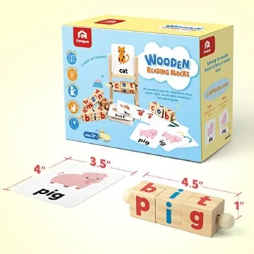Coogam Educational Wooden Reading Blocks for Kids