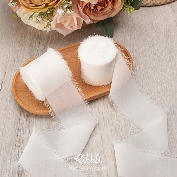 Ribbli White Chiffon Ribbon for Gift Wrapping and Weddings