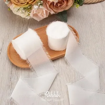 Ribbli White Chiffon Ribbon for Gift Wrapping and Weddings
