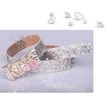 Luxury Belts for Women with Gold Silver Sequins Kiss Buckle Waist Belts Amiveil