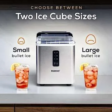 Igloo Automatic Ice Maker, Self- Cleaning, Countertop Size, 26 Pounds in 24 Hours, Cubes 7 Minutes, LED Control Panel, Scoop Included, Perfect for Water Bottles, Mixed Drinks, Stainless Steel