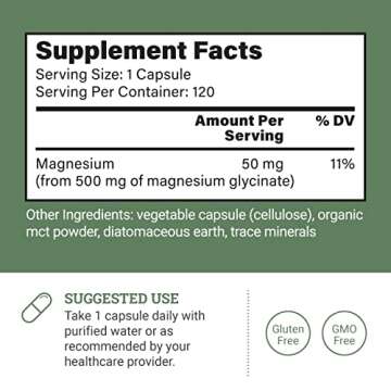 Earth Harmony Magnesium Glycinate 500mg Capsules, 120 Count