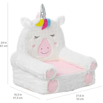 Amazon Basics Children's Plush Toddler Chair, Unicorn, Medium, Multicolor