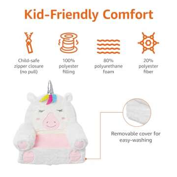 Amazon Basics Children's Plush Toddler Chair, Unicorn, Medium, Multicolor