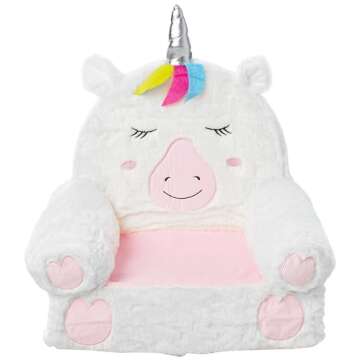 Amazon Basics Children's Plush Toddler Chair, Unicorn, Medium, Multicolor