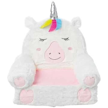 Amazon Basics Children's Plush Toddler Chair, Unicorn, Medium, Multicolor