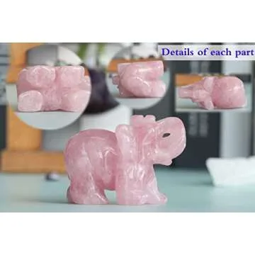 Elegant 2-Inch Rose Quartz Elephant Décor for Home