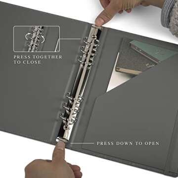 Jumping Fox Design Linen Fabric 6 Ring A5 Binder, 0.75 Inch Small Binder, for 6 Hole Punch A5 Refill Paper and Planner Inserts (6 Round Ring, 0.75", Forest Green)