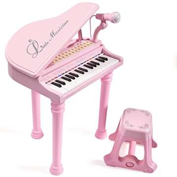 Conomus 31 Keys Piano Keyboard Toy for Kids, Birthday Gift for 1 2 Year Old Girls，Pink Musical Pia...
