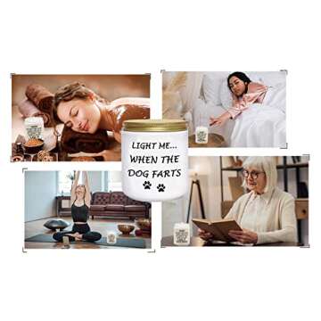 Funny Gifts for Women Unique Dog Mom Dog Lovers Mothers Day Christmas Birthday Gifts for Her Sister Best Friend Girlfriend Wife Stocking Stuffers Light Me When Dog Farts Lavender Scented Soy Candles