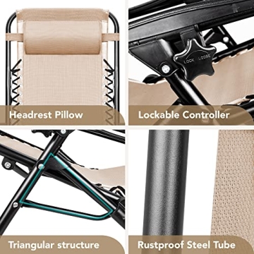 Devoko Zero Gravity Chair Set of 2 for Ultimate Comfort