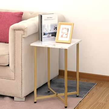 AZL1 Life Concept Modern Square Side End Accent Table for Living Room Bedroom Balcony Family and Off...