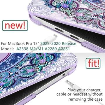 TwoL Purple Mandala Hard Shell Case Keyboard Skin Screen Protector for New MacBook Pro 13 inch 2020 ...