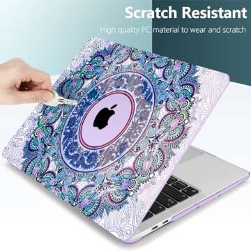 TwoL Purple Mandala Hard Shell Case Keyboard Skin Screen Protector for New MacBook Pro 13 inch 2020 Model A2251 A2289 A2338 M1, A2251/A2289