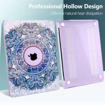 TwoL Purple Mandala Hard Shell Case Keyboard Skin Screen Protector for New MacBook Pro 13 inch 2020 Model A2251 A2289 A2338 M1, A2251/A2289