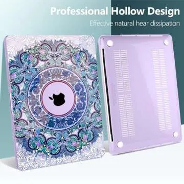 TwoL Purple Mandala Hard Shell Case Keyboard Skin Screen Protector for New MacBook Pro 13 inch 2020 Model A2251 A2289 A2338 M1, A2251/A2289
