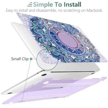 TwoL Purple Mandala Hard Shell Case Keyboard Skin Screen Protector for New MacBook Pro 13 inch 2020 Model A2251 A2289 A2338 M1, A2251/A2289