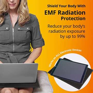 Shield Your Body - Laptop Lap Pad with SaferBody™, Anti Radiation Shield & Heat Shield Pad, EMF Blocker Laptop Pad for Up to 14in.Wide Device (13.8 x 10.7 inches), Jet Black PU Leather Color